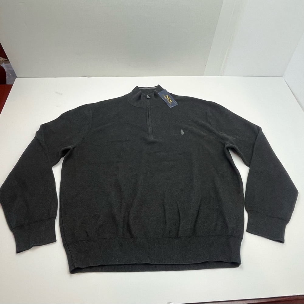 Polo Ralph Lauren Men's Size XXL Grey Quarter Zip Sweater Pony Logo Classics NEW